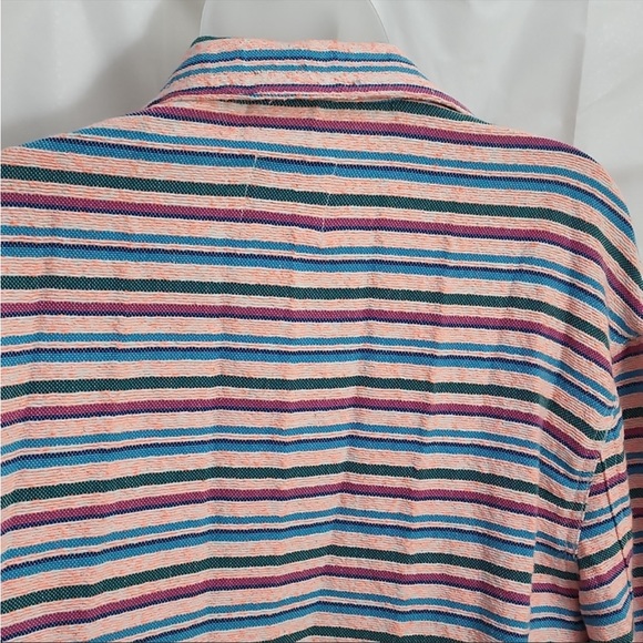 Zara Multicolor Textured Weave Jacket Striped Boho Large Blazer - Picture 9 of 12